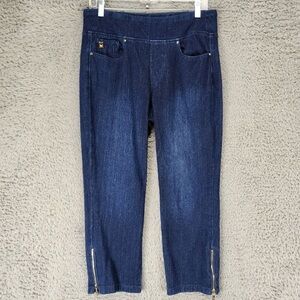 Women's Dark Blue Denim Zipper Hem Jeans